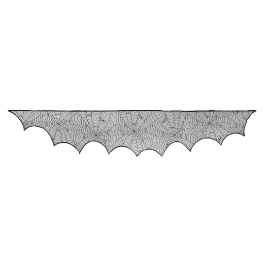 96" Black Spiderweb Lace Mantel Cover by Celebrate It™